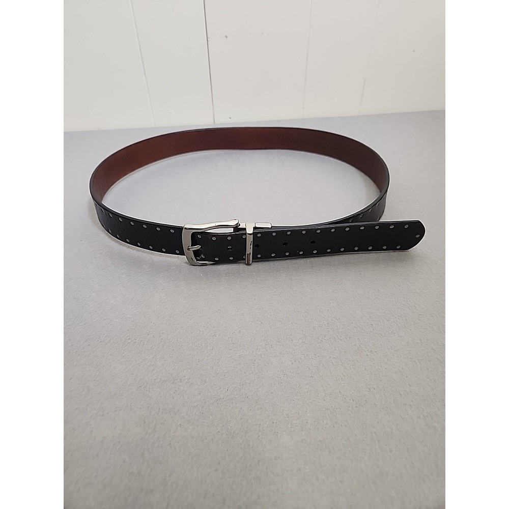 Ralph‎ Lauren Brown Leather Belt Silver Accent Silver Tone Buckle Cowboy 1.25"